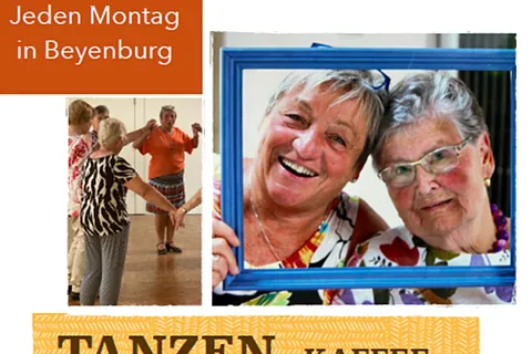 Flyer für eine Tanz- und Kaffeeveranstaltung für Senioren in Beyenburg.